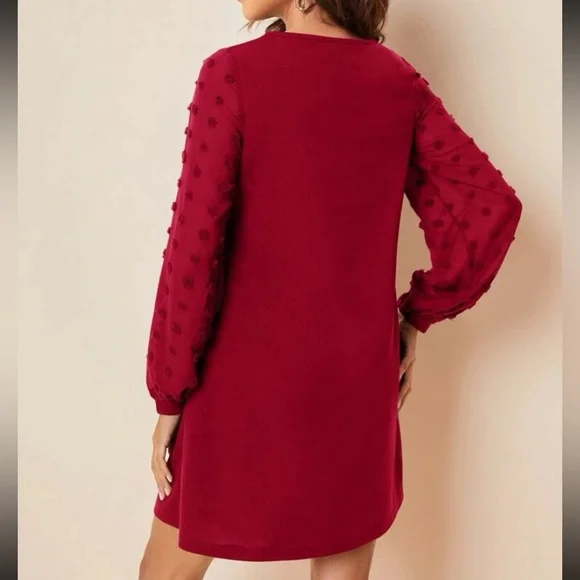 SHEIN Swiss Dot Side Solid Dress - Picture 2 of 5